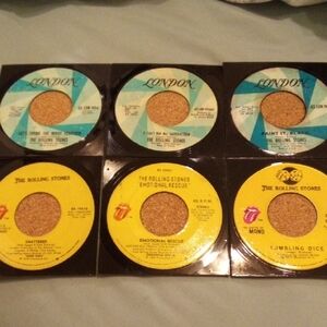 Rolling Stones Vintage 45 RPM Vinyl Record Lot Satisfaction Paint It Black 6pc